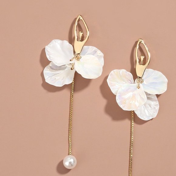 GOLD Pearl Drop Ballet Earrings Fashion Jewelry - Picture 3 of 5